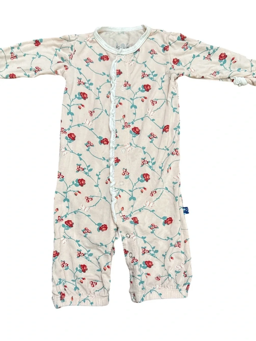 Kickee Pants Converter Gown Baby Girl Size 0-3 Months Floral Roses Pink